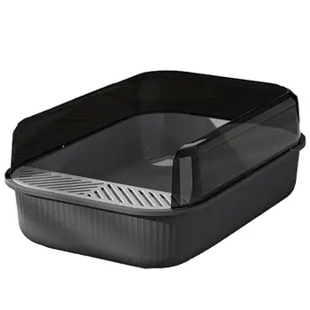 Кутия за котешки тоалетни полу-отворени, който предпазва от пръски, кутия за котешки тоалетни Задържа миризми, предотвратява изтичане на урината и отпадъци, Подходящи За