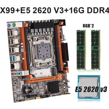 Комплект Дънната платка Xeon X99 LGA 2011-3 E5 2620V3 и 2 *8 GB DDR4 2133 Mhz ECC REG Подкрепа памет M. 2 NVME USB SATA PCIE x99