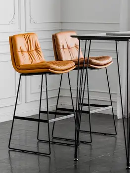 Модерен прост бар стол с домакински осветление, луксозен бар стол, скандинавски iron столче за хранене, кафене, бар стол