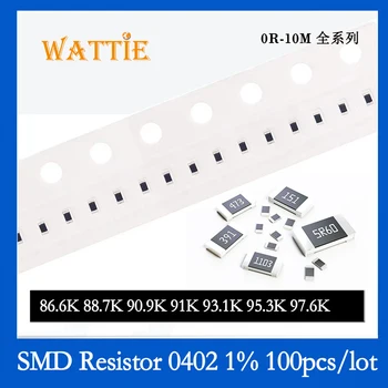 SMD резистор 0402 1% 86,6 K 88,7 K 90,9 K 91K 93,1 K 95,3 K 97,6 K 100 бр./лот микросхемные резистори 1/16 W 1.0 mm * 0,5 мм