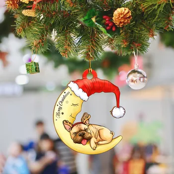 Декор Коледно Креативна Луната и Спящата Куче Висящи Висулки Украса за Коледната Елха 2024 Бърза Доставка Навидад DecoracióN