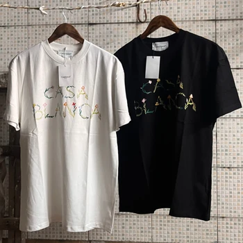 Нови цветни тениски CASA с писмото принтом Казабланка, висококачествен памучен свободна тениска с къс ръкав 3XL за мъже и жени