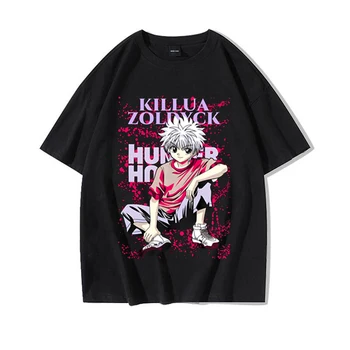 Мъжки t-shirt Harajuku Аниме HUNTER X HUNTER, риза в стил хип-Хоп, Памучни Летни Потници, Тениски Killua Zoldyck, графични тениски, Женски, Мъжки