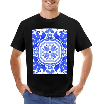 Португалската плочки azulejo. Тениска, тениска с аниме, тениска с графики, спортни ризи, тениски за мъже, памучни