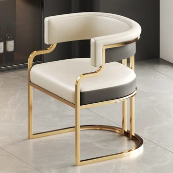 Кожени Луксозни Трапезни Столове Gold Nordic Тоалетка Салон места за хранене Столове Дизайн Модерен Sedie Sala Da Pranzo Мебели За Дома WK50CY
