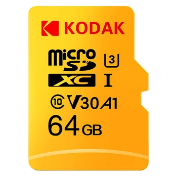 Карта на Kodak Micro SD 64 GB TF карта U3 A1 V30 Карта памет 100 Мб/с Скорост на четене видео запис на 4K