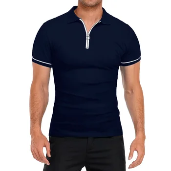 лятна нова мъжка риза с къси ръкави 2023, лека мъжки однотонная риза поло с ревери, облегающая риза поло с къс ръкав