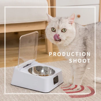 А за домашните котки и Кучета Инфрачервен Сензор Автоматично Отворена Капачката на smart Устройство Автоматична Купа За Хранене на домашни любимци Anti-mouse Опаковка Храна За Кучета и Котки