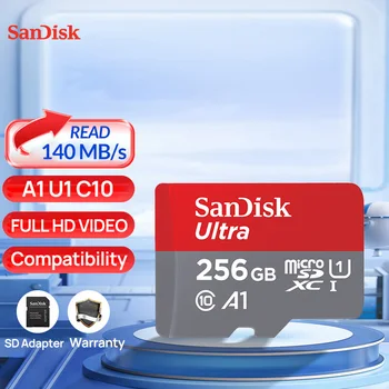 Карта памет SanDisk Ultra Micro SD A1 C10 U1 FHD 64G 128G 256G 512G 1 TB 140 МБ/с. TF Flash за парна тестето Camare Nintendo Switch