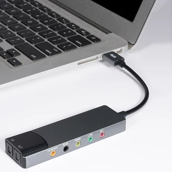 7.1 Конектор за външна звукова карта USB Професионален оптичен аудиоадаптер 5.1 Слушалки Micphone Конвертор звукова карта за преносим КОМПЮТЪР