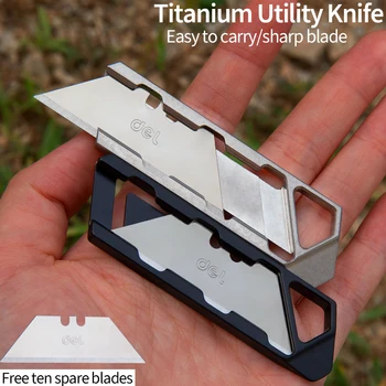 Универсален нож от титанова сплав, двутактов телескопична нож, универсален нож за носене на открито, с нож за оцеляване в къмпинга, нож за самозащита