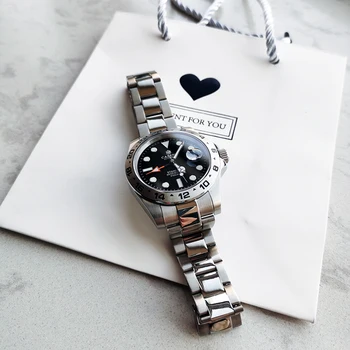 Класически Дизайнерски Автоматични Мъжки часовник Луксозна марка GMT Механични часовници Мъжки 10 бара Водоустойчив Ръчен часовник от неръждаема стомана за 24 часа