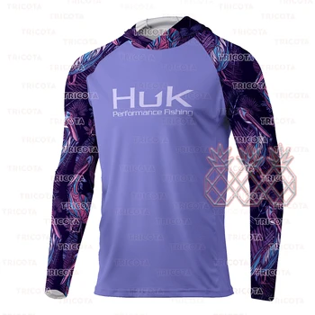 Ризи за риболов HUK Performance, Мъжки дишаща маска с защита от uv, облекла за риболов, Лятна риболовна риза с дълъг ръкав