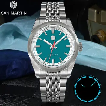 Бизнес мъжки часовник San Martin с луксозен светящимся сапфирено стъкло NH35, автоматични механични ръчни часовници, водоустойчиви часовници за водолази 200 м