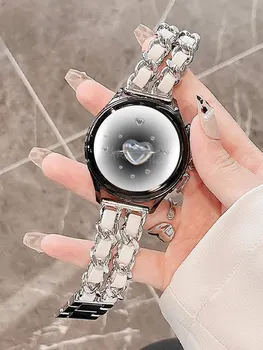 каишка 20 мм/22 мм за Samsung Galaxy Watch 6 5 pro/3/4/ Класически/Активни 2 Луксозна кожа + метална гривна Huawei watch GT2-3 pro каишка
