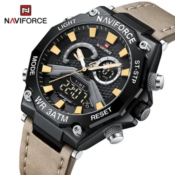 Мъжки часовник NAVIFORCE с двоен дисплей, цифров хронограф, мъжки нови модни спортни кварцов водоустойчив часовник Relogio Masculino