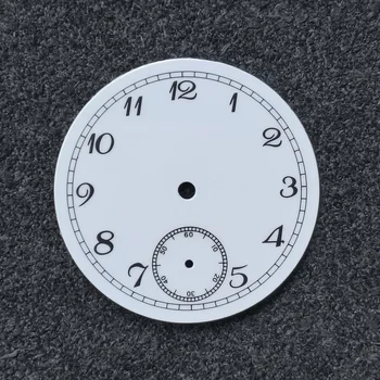 37 мм Бял емайла циферблат с арабски цифри, дебелина 0,4 мм, втората стрелка на часовника 6 часа, подходяща за механизми ST3621 или ETA6498