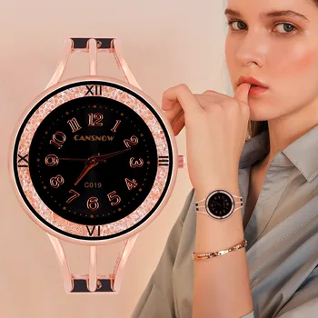 Модерни дамски часовници, елитен марка ръчни часовници за жени, Всекидневни женски гривна с кристали, кварцов часовник Montre Femme
