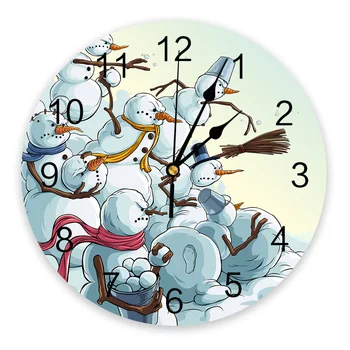 Коледни стенен часовник във формата на снежен човек, безшумни цифрови часовници за украса на дома спални, кухни, окачени часовници