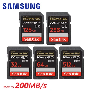 SanDisk SD-карта Extreme PRO Карта памет с висока скорост до 200 Mbps U3 4K UHD Видео C10 V30 SDHC и SDXC UHS-I Карта за фотоапарат