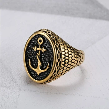 Реколта пръстени с котви на викингите за мотоциклетизъм партита, байкерское пръстен на пръста си, Скандинавските пиратски стръмни пръстени, бижута Унисекс стил пънк едро