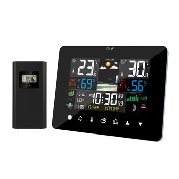Часовник с Дигитален Дисплей и Безжичен Сензор за Температура и Влажност на въздуха, Календар, Настолен Будилник