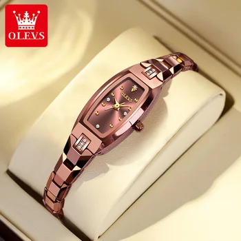 OLEVS Луксозни дамски кварцови часовници, модни дамски часовници от вольфрамовой стомана с диаманти, малки и изискан дамски часовник