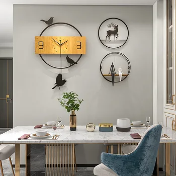 Луксозни окачени часовници, хол, диван, фон, трапезария, декоративен часовник, стойка за съхранение часа в скандинавски стил минималистичном