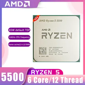 Новият 6-ядрен 12-стрийминг процесор AMD R5 5500 Ryzen 5 5500 3,6 Ghz, 7-нм L3 = 16M 100-000000457, стандарт на цокъла за AM4, нова, но без охладител