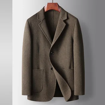 2023 Мъжката есенно-зимния Бизнес Всекидневен костюм, палто, Модни однобортные Блейзери, яке, 2023 Топло двустранно вълна палто