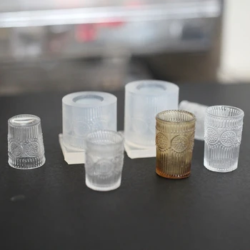 Мини-силиконова форма за чаши с цветен модел, миниатюрни чаши, форма от епоксидна смола с 3D модел, форма за домашен интериор 
