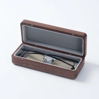 Кутия за съхранение на очила от черен орех в съвременния японски стил в стил Ретро със защита от надраскване, защищающая от налягане, преносима, защищающая от налягане