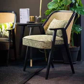 Съвременно стол, Изплетен от ратан-Столове за всекидневна, Скандинавски Мебели За Дома, Креативна Облегалка, Стол за дневна, Трапезария стол от масивно дърво