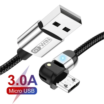 GTWIN 180 Ротационен кабел Micro USB 3A Кабел за бързо зареждане и трансфер на данни за вашия телефон Android Xiaomi Redmi Samsung, Huawei Кабел, Micro-USB