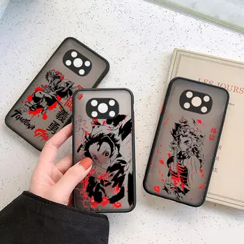 Японски Аниме Demon Slayer Матов Калъф за телефон Xiaomi POCO X4 X3 M4 M3 M2 F5 F4 F3 GT F2 C40 CC9 PRO 4G 5G A3 Силиконов калъф