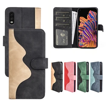 Класически кожен калъф-книжка с планински елемент за Samsung Xcover 6 5 5 4, флип-надолу капак за телефон, чанта + държач за карти