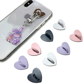 Кавайный лигав метален ключодържател във формата на сърце за телефон, джоб за мобилен телефон, Поставка за халки на пръста си, Кукички, закопчалки, висулки, закопчалки, аксесоари, дантела