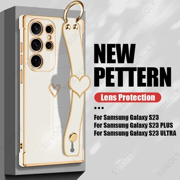 Силиконов Калъф-гривна със Сърце За Samsung Galaxy S23 Ultra S22 Plus S21 FE а a53 A54 5G A13 A24 4G, устойчив на удари Мек Калъф