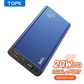 TOPK I2006P Power Bank 10000 ма и 20000 ма Преносима Зареждане LED външна Батерия PD 20 W PowerBank 10000 20000 ма за Xiaomi
