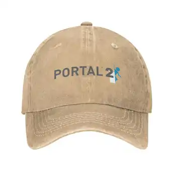Логото на Portal 2 С графичен лого на марката, висококачествен деним, шапка, вязаная капачка, бейзболна шапка
