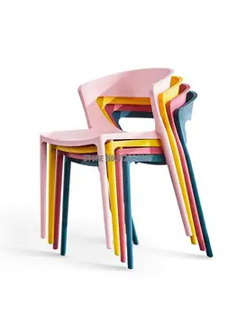 Модерен прост пластмасов стол с облегалка, дебели домакински маса за хранене, стол, скандинавски пластмасов стол, на окото, червена дъска за почивка, сгъване