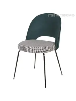 Луксозен стол за домашно ресторант в скандинавски стил, кадифе стол за спални, дизайнерски стол за грим, минималистичная метална мрежа, червена превръзка