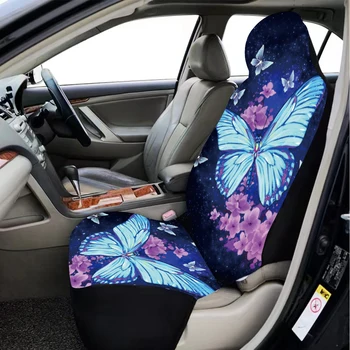 Калъф за столче за кола със синя пеперуда, женски аксесоари за предните седалки General Motors, украса от 2 теми, подходящи за повечето автомобили