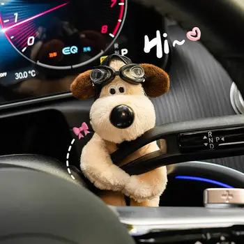 Сладкото кученце с лък, автомобилни чистачки, допълнителните светлини, кукла, персонални украса на колата, плюшен кукла, подарък аксесоари за декорация на интериор на автомобил