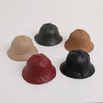 Детски Широкополые шапки 0-4years от изкуствена кожа с широка периферия За малки момичета, Пролетно-есенни шапки За момчета