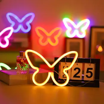 Led неонова реклама с USB/батерии, без трептене, 3D визуален ефект, мека светлина, неонова реклама във формата на пеперуда, Led лампа за снимане