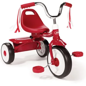 Готов за пътуване сгъваем трайк, напълно сглобени, червен велосипед за деца