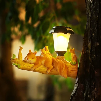 Слънчева лампа Мультяшная Статуя на животински Протеин Ленивец Led градински фенери Креативна Водоустойчива лампа за вътрешен двор с дървета, Слънчева светлина