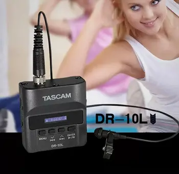 Perekam Audio Digital Kecil Kualitas Tinggi TASCAM DR-10L dengan Perekam Saku Mikro Mikrofon Lavalier untuk Pembuat Film, Videog