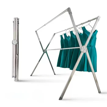 X-Образна Закачалка за сушене на дрехи с Двойни пръчки, Поставка за Закачалки, Сгъваема Закачалка за дрехи, Стелажи
